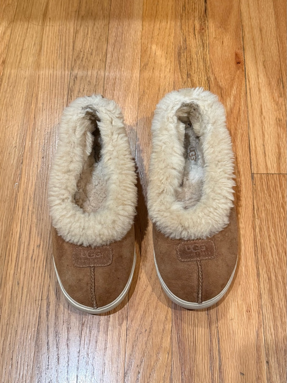 UGG Chestnut Suede Shearling Slip-On Slippers Size 7